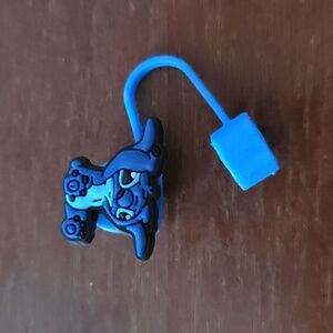 Blue Alien Character Silicone Straw Topper Cover for Reusable Straws